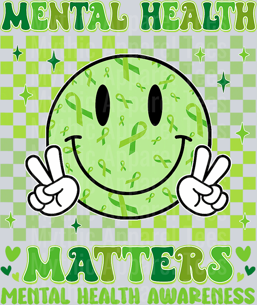 Mental Health Matters Smiley Face DTF Mental Health Awareness Transfers
