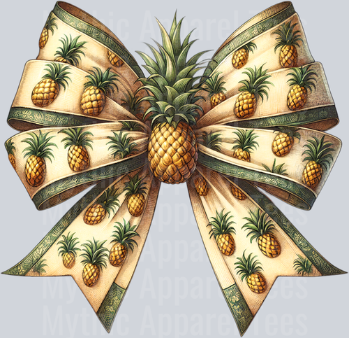 Pineapple Bow center chest bow or left chest bow DTF Summer Transfers