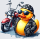 Rubber Duck in Uniform Biker Leather Jacket Bandana Sunglasses Chopper