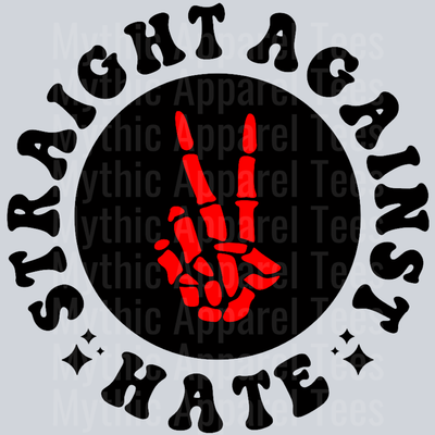 Straight Against Hate Pocket Design Wavey Retro Style Funny Shirt Design