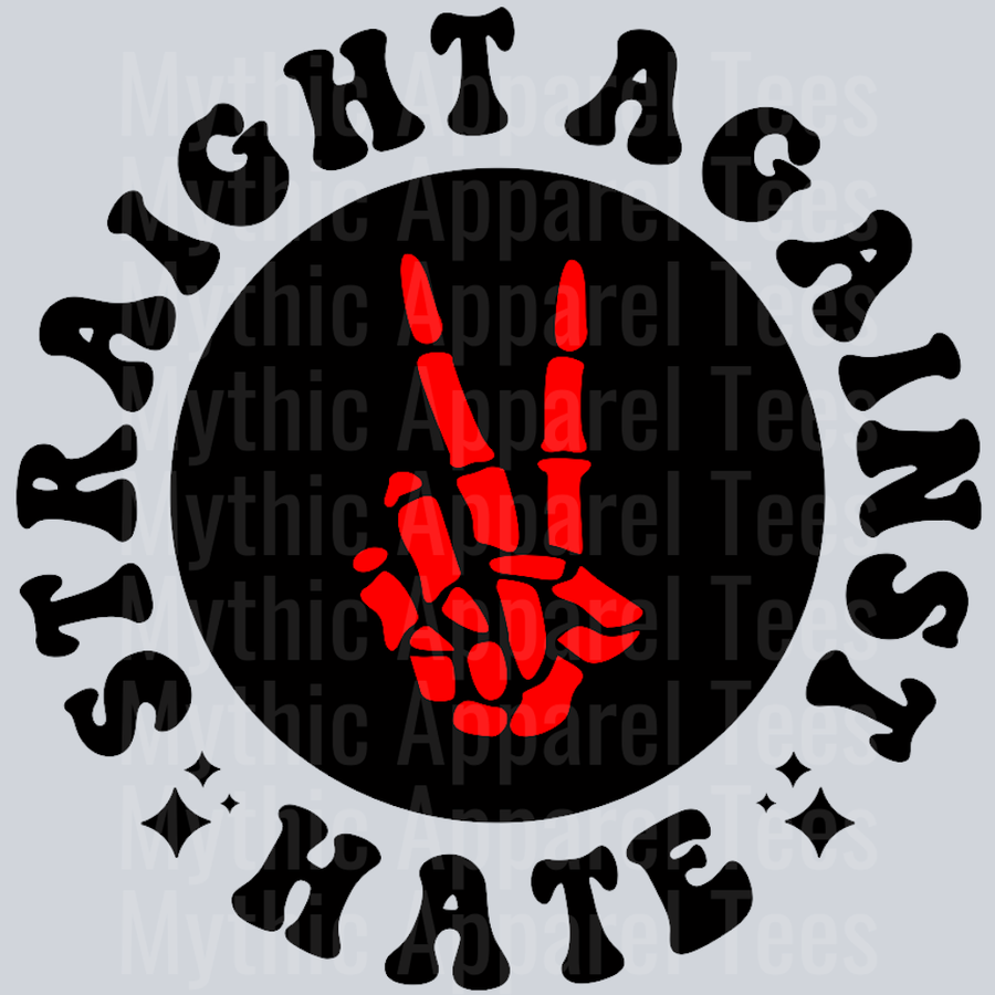 Straight Against Hate Pocket Design Wavey Retro Style Funny Shirt Design