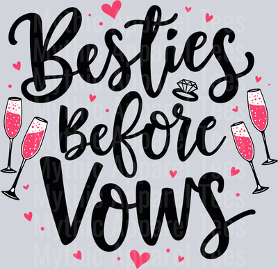 Besties before vows pink wine glasses DTF Bridesmaid Transfers