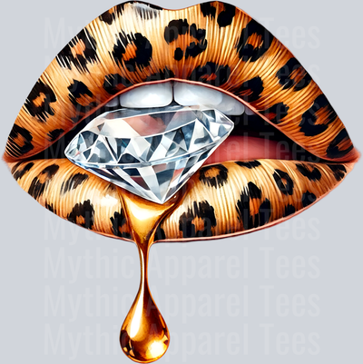 Gold Leopard Diamond Lips (22) DTF Glam Transfers