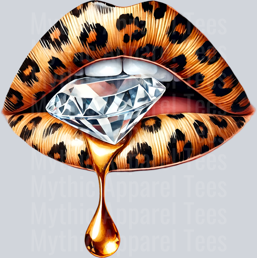 Gold Leopard Diamond Lips (22) DTF Glam Transfers