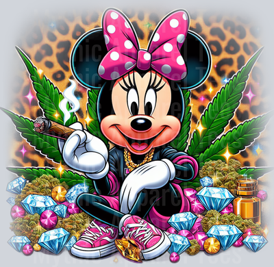 Minnie Mouse 7 Jewels Smoking Weed DTF Weed Transfers