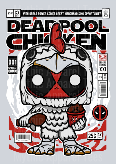 Deadpool Chicken Comic Book Cover STYLE DTF Pop Culture Transfers