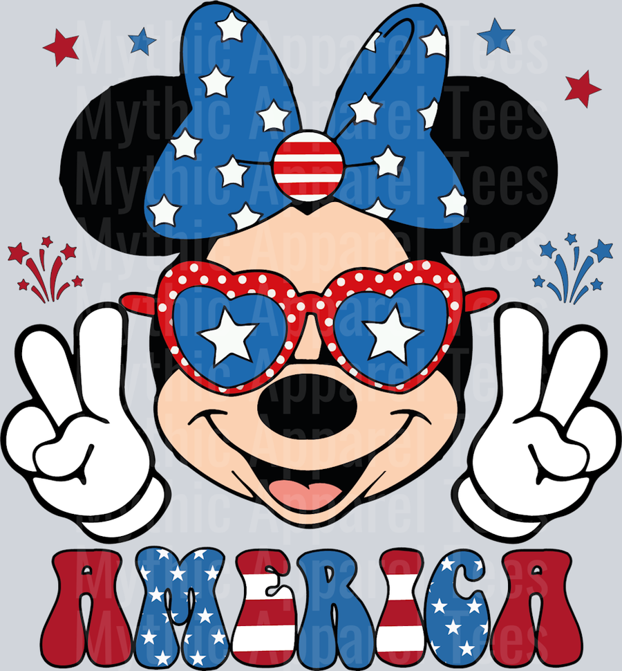 minnie America Patriotic USA DTF Patriotic Disney Transfers