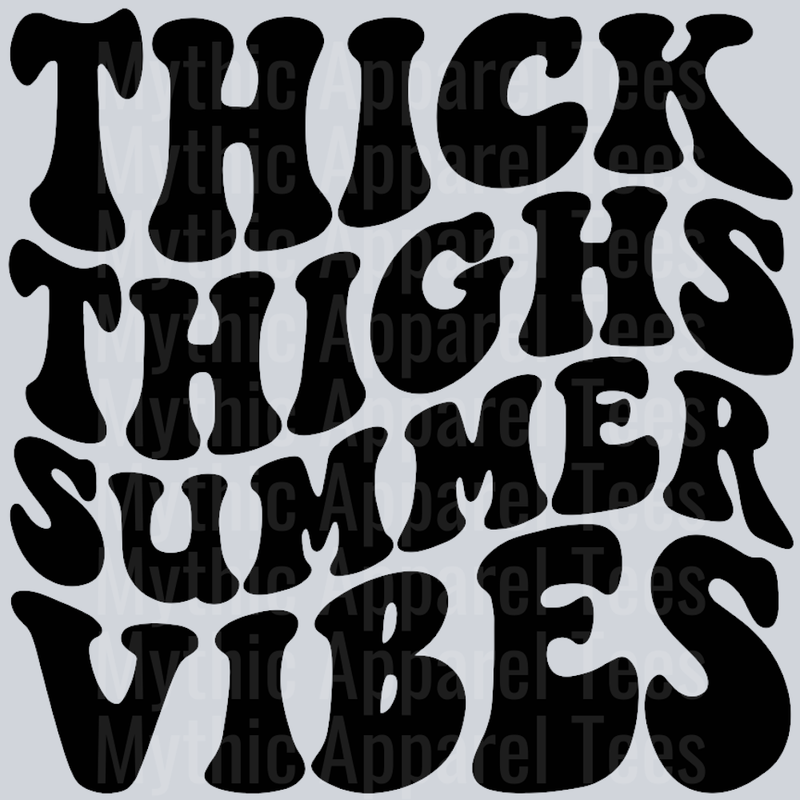 Thick Thighs Summer Vibes Wavey Retro Style Funny Shirt Design