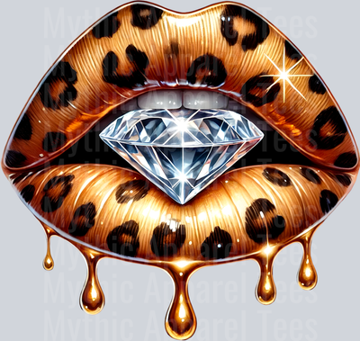 Gold Leopard Diamond Lips (8) DTF Glam Transfers