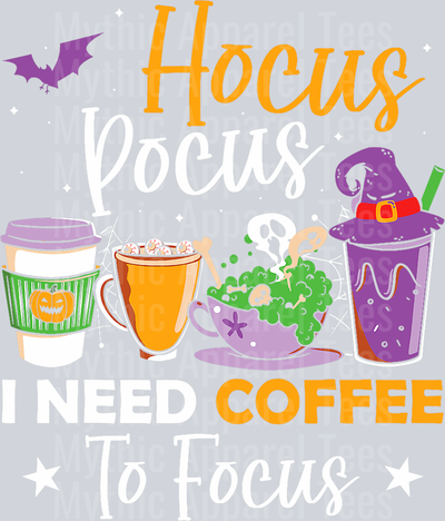 Hocus Pocus I Need Coffee to Focus Halloween Teacher T-Shirt for Men Women