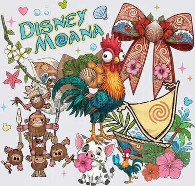 Moana Hei Hei Pua Kakamora Tropical Bow Collage