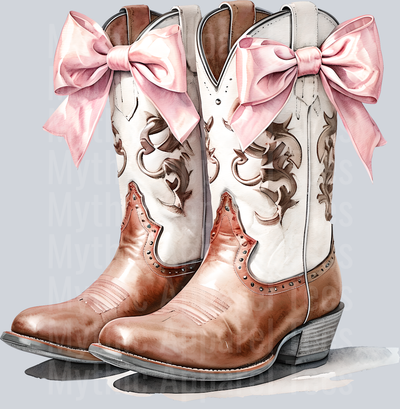 Boots with pink bow Cowgirl Western Southern Girl Pink