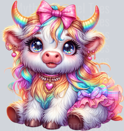 AZ772 Rainbow Highland Cow