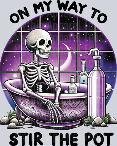 On My Way To Stir The Pot DTF Skull Transfers
