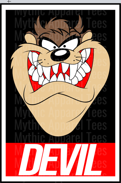 Taz angry face funny shirt design DTF Looney Toons Transfers