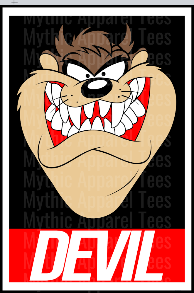 Taz angry face funny shirt design DTF Looney Toons Transfers