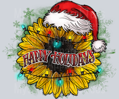 Happy Holidays Sunflower DTF Christmas Transfers