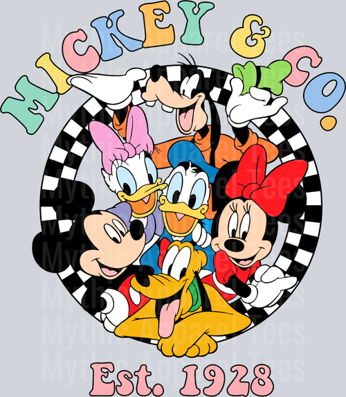 Mickey and Co EST Checker Circle DTF Disney Transfers