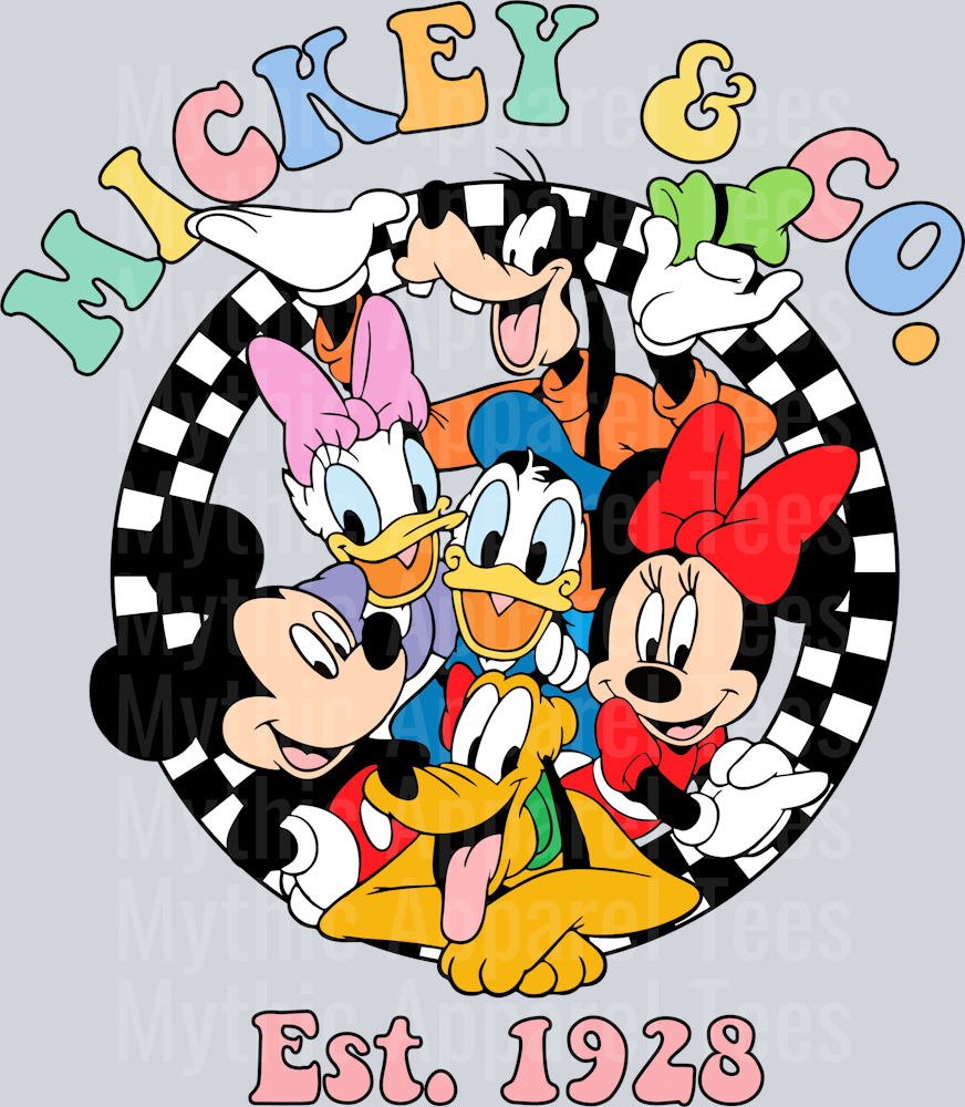 Mickey and Co EST Checker Circle DTF Disney Transfers