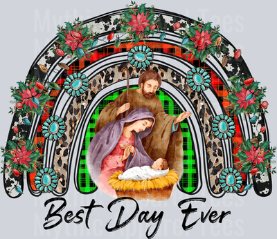 Best Day Ever Rainbow Christmas Nativity Scene