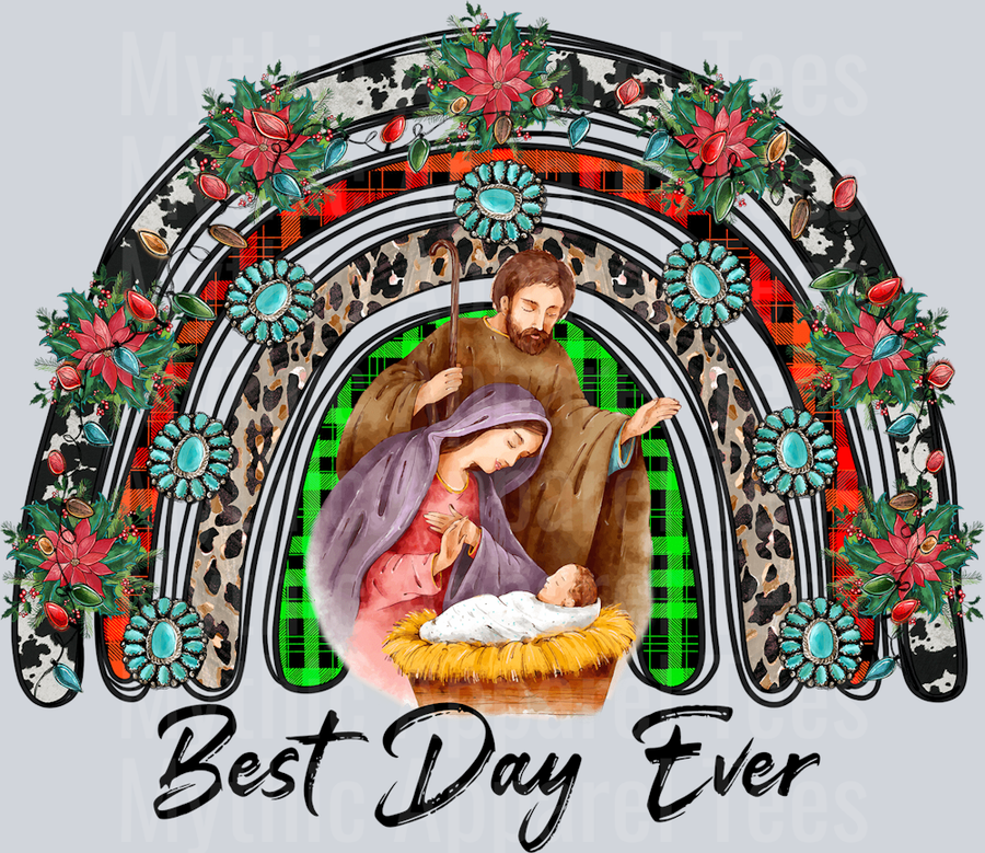 Best Day Ever Rainbow Christmas Nativity Scene