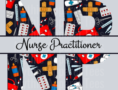 Nurse Practitioner NP Red White Black Colors DTF Nurse Transfers