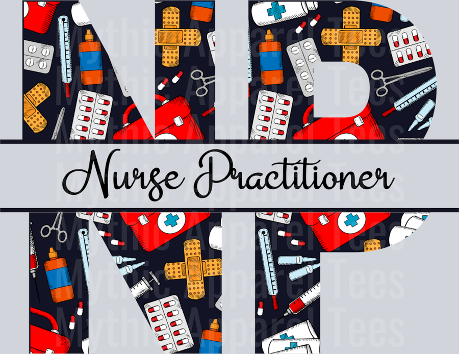 Nurse Practitioner NP Red White Black Colors DTF Nurse Transfers