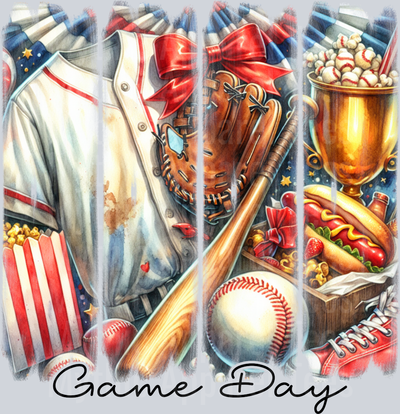 Brushstroke Baseball Bat and ball and bow with shirt DTF Baseball Transfers