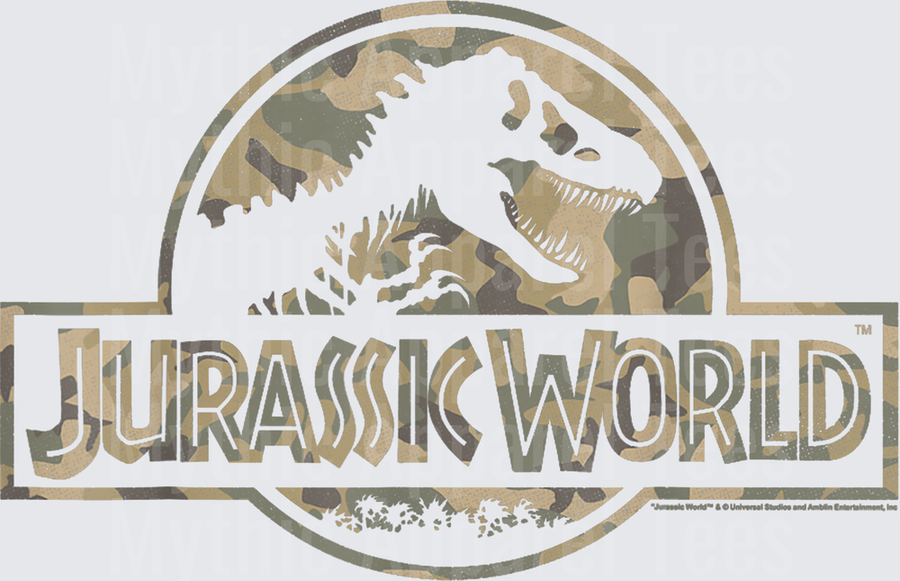 Jurassic World Camo T-Rex Logo Military Green Camouflage Dinosaur Skull Badge