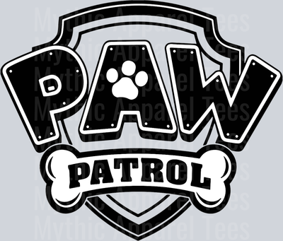 Paw Patrol Black and White DTF Paw Patrol Transfers