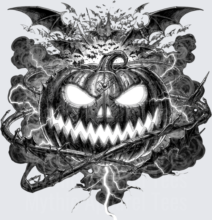 Halloween Evil Jack-O-Lantern Lightning Bats Dark Horror