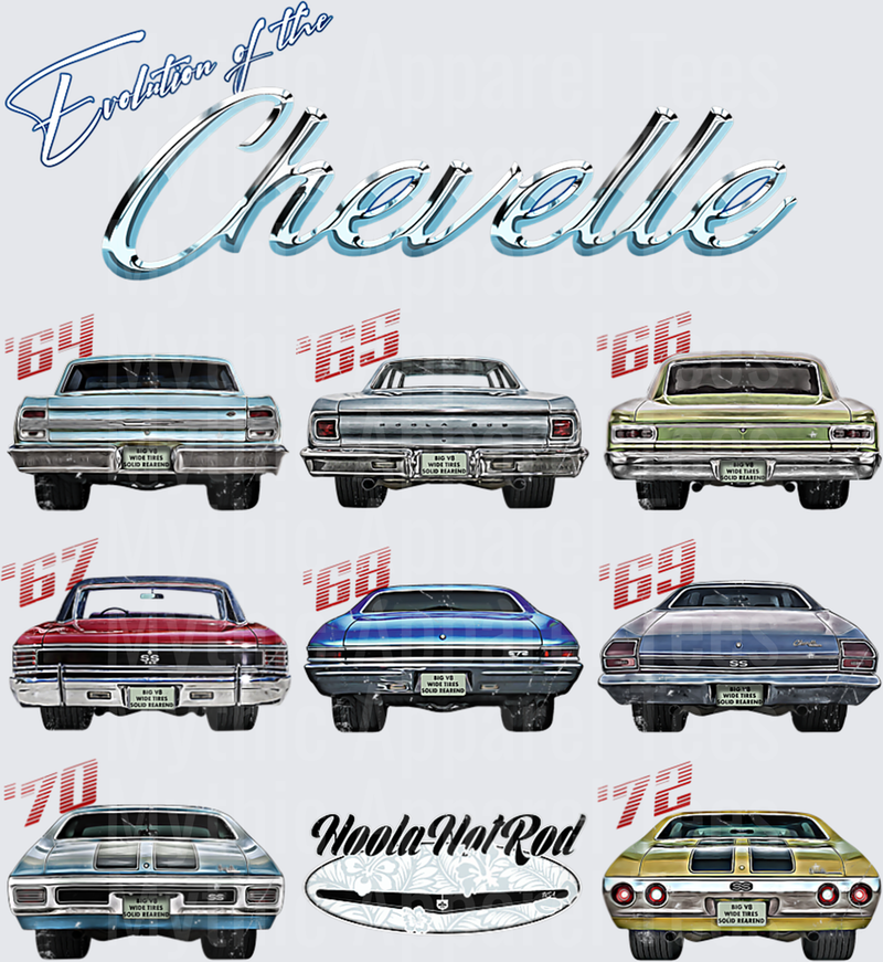 Evolution of the Chevelle,SS,Hotrod,Muscle Car,SS454,SS427 T-Shirt