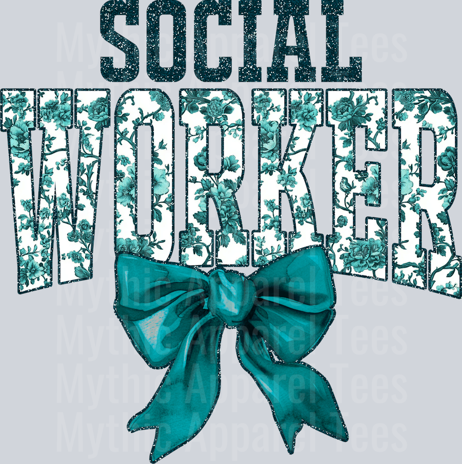 Teal Toile Social Worker