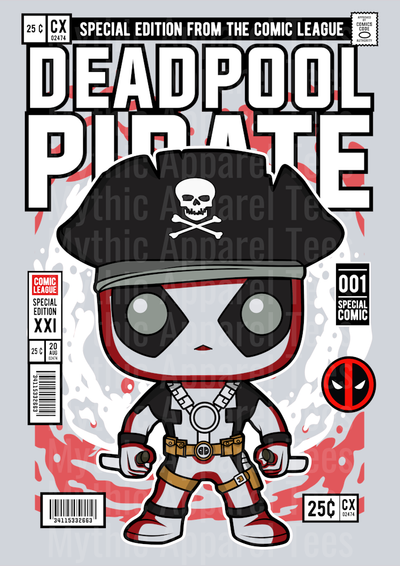 Deadpool Pirate Comic Book Cover STYLE DTF Pop Culture Transfers