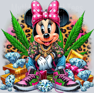 Minnie Mouse 8 Jewels Smoking Weed DTF Weed Transfers