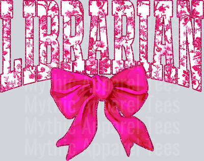 Pink Librarian College Font Floral Teacher Design