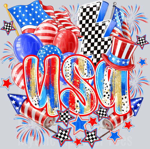 USA Fireworks Red White and Blue Patriotic DTF 4th of July Transfers