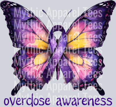 Overdose Awareness Butterfly Ribbon - Awareness DTF Transfer