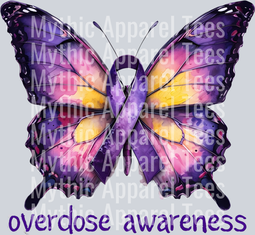 Overdose Awareness Butterfly Ribbon - Awareness DTF Transfer