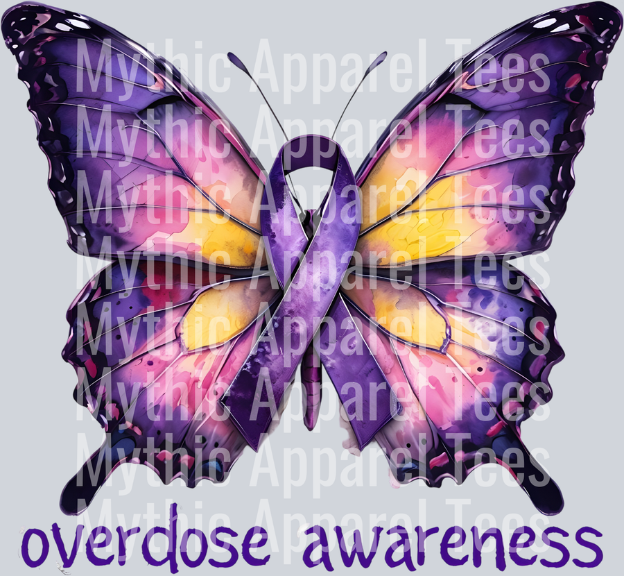 Overdose Awareness Butterfly Ribbon - Awareness DTF Transfer