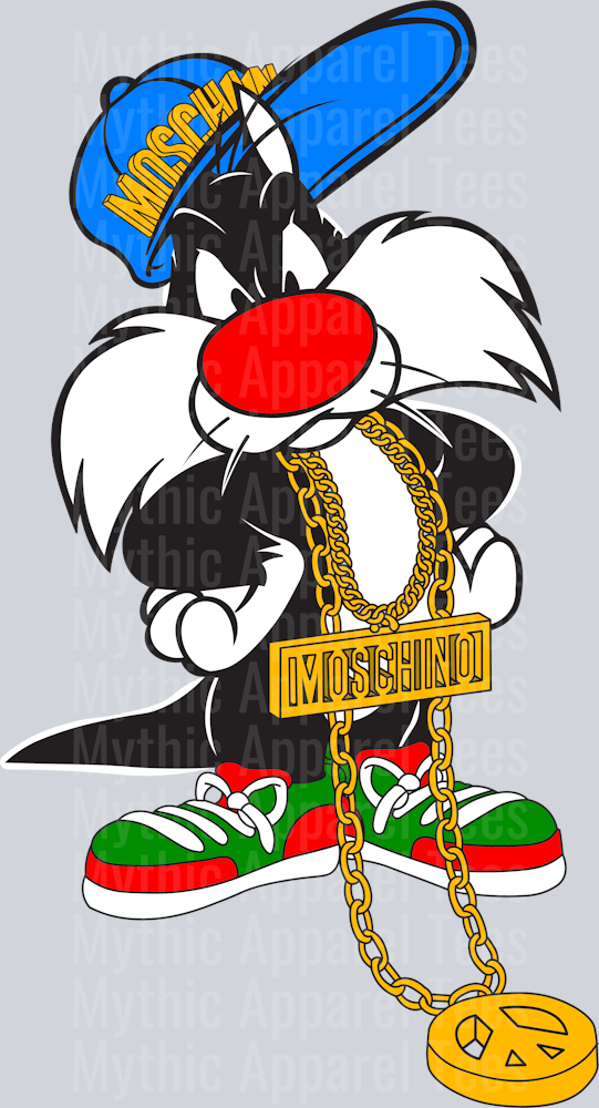Sylvester Giant Gold Chain DTF Looney Toons Transfers