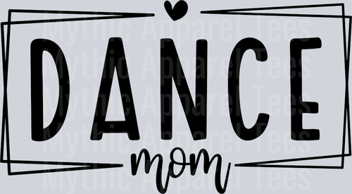 Dance Mom Black rectangle with heart DTF Dance Team Transfers
