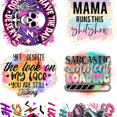 Funny Sayings assortment GANG SHEET 10 FULL SIZE IMAGES