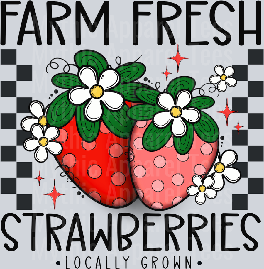 farm fresh strawberries DTF Strawberry Transfers