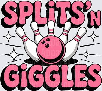 Bowling Splits N Giggles Pink Retro Groovy Pins and Ball