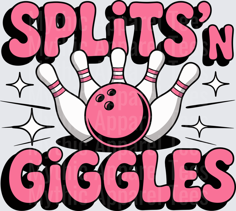 Bowling Splits N Giggles Pink Retro Groovy Pins and Ball