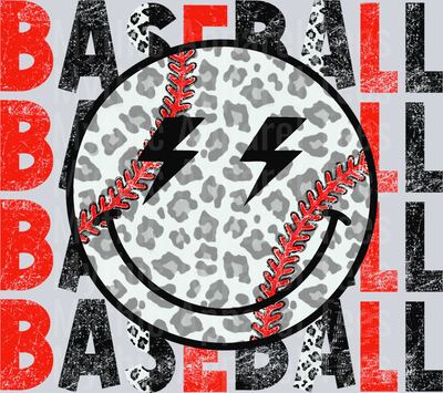 Baseball smiley DTF Baseball Transfers