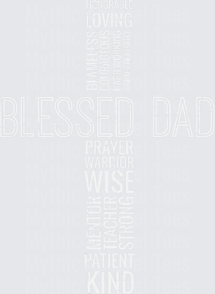Blessed Dad Christian Cross Word Cloud Typography Faith Father