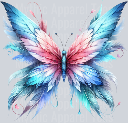 Pink Blue Red Leaf Watercolor butterfly DTF Butterfly Transfers