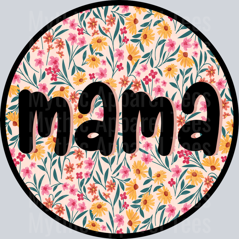 Mama Circle floral pattern DTF MOM Transfers